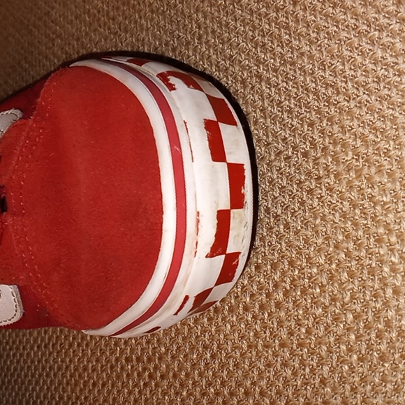Vans Red and White Checker Board Suede Sneakers Size 3 - Picture 5 of 10